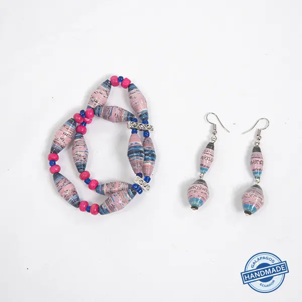 Recycled paper Bracelet and Earrings set